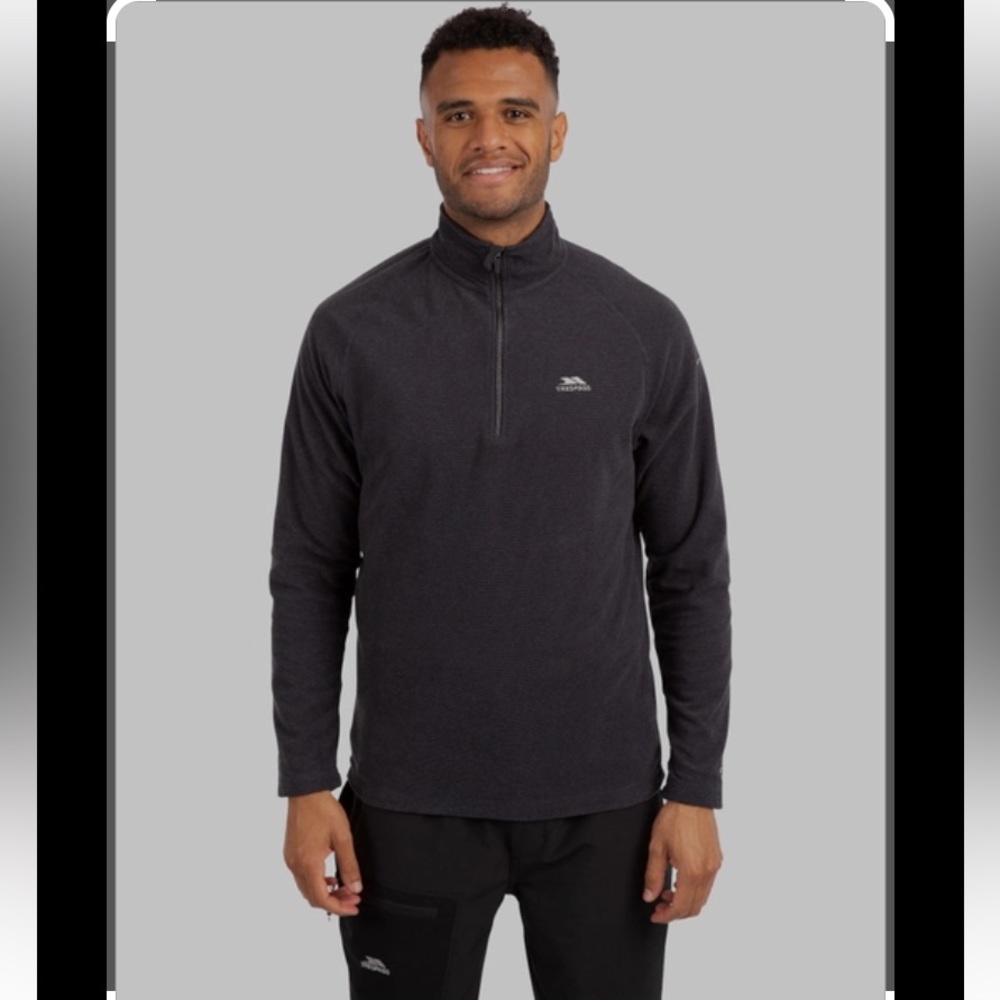 NEW! Men's Trespass Quarter Zip Pullover Microfleece Jacket, Airtrap.  Black
XXL